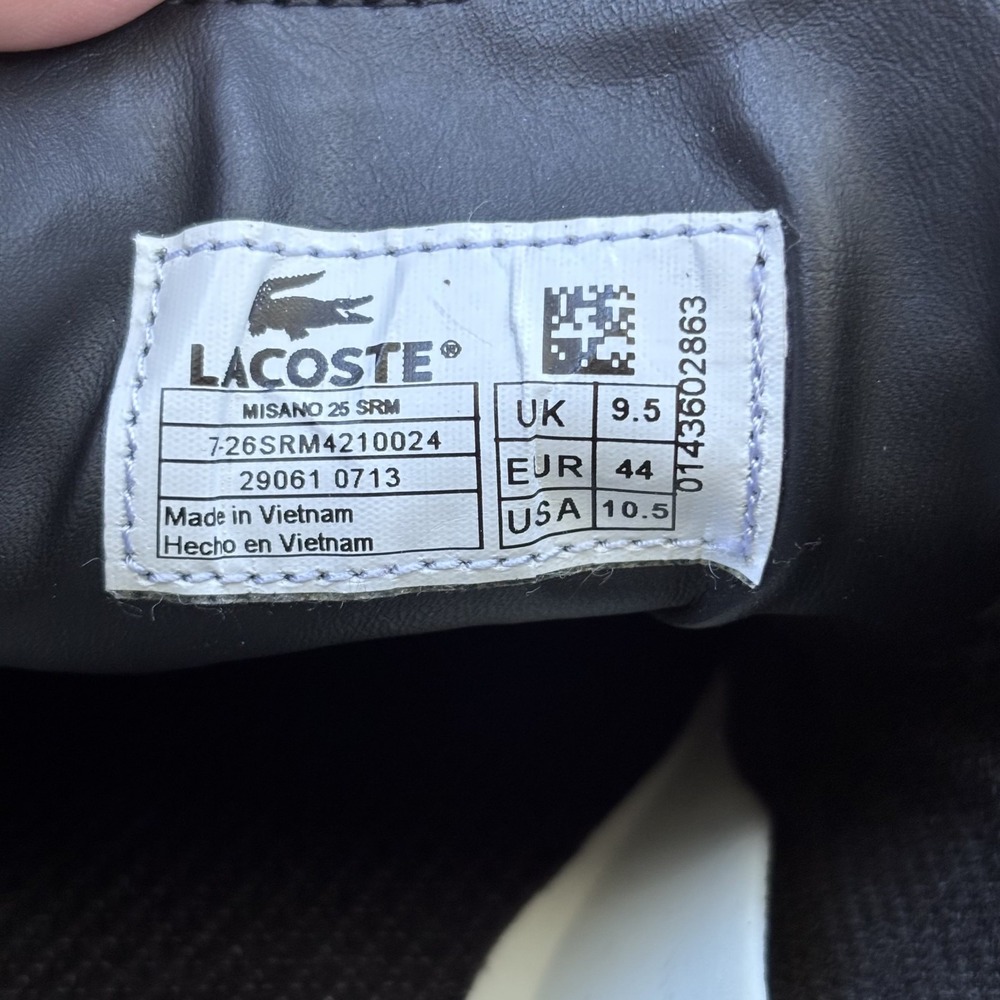 Lacoste Misano 25 SRM Black‎ Leather Shoes Men's Size 10.5 Dress Casual Sneakers View 2